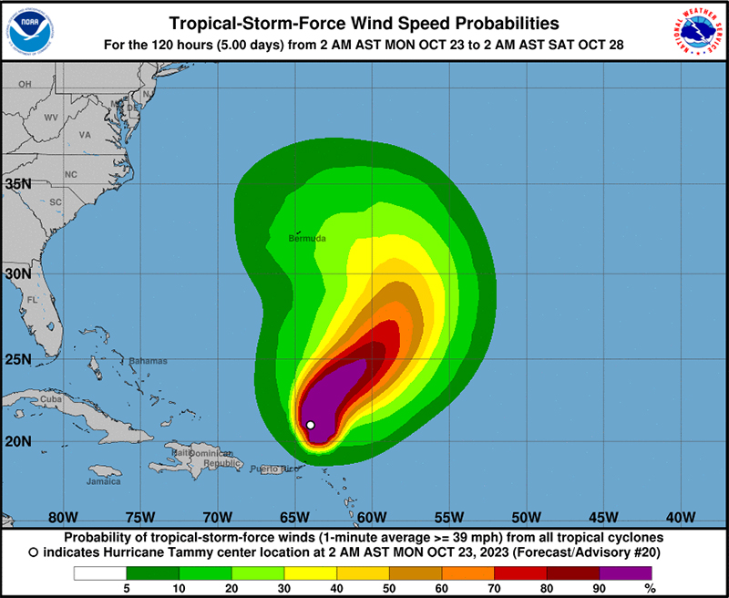 Hurricane Tammy Bermuda October 23 2023  NHC