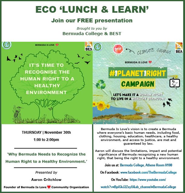 BEST & Bermuda College Eco Lunch and Learn Bermuda November 2023