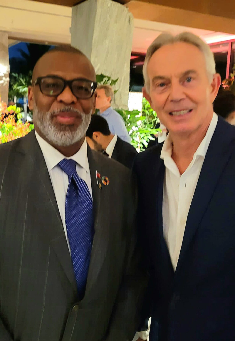 Minister Walter Roban and Sir Tony Blair Bermuda December 2023