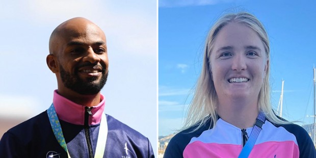 Triple jumper Jah-Nhai Perinchief and sailor Adriana Penruddocke Bermuda July 21 2024 xfb