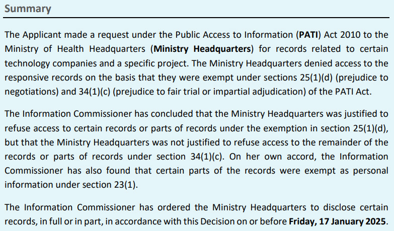 Decision 34 2024, Ministry of Health Headquarters summary