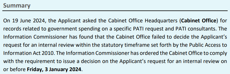 Decision 35 2024, Cabinet Office summary