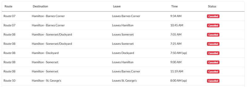 Bus Cancellations AM Bermuda April 24 2025