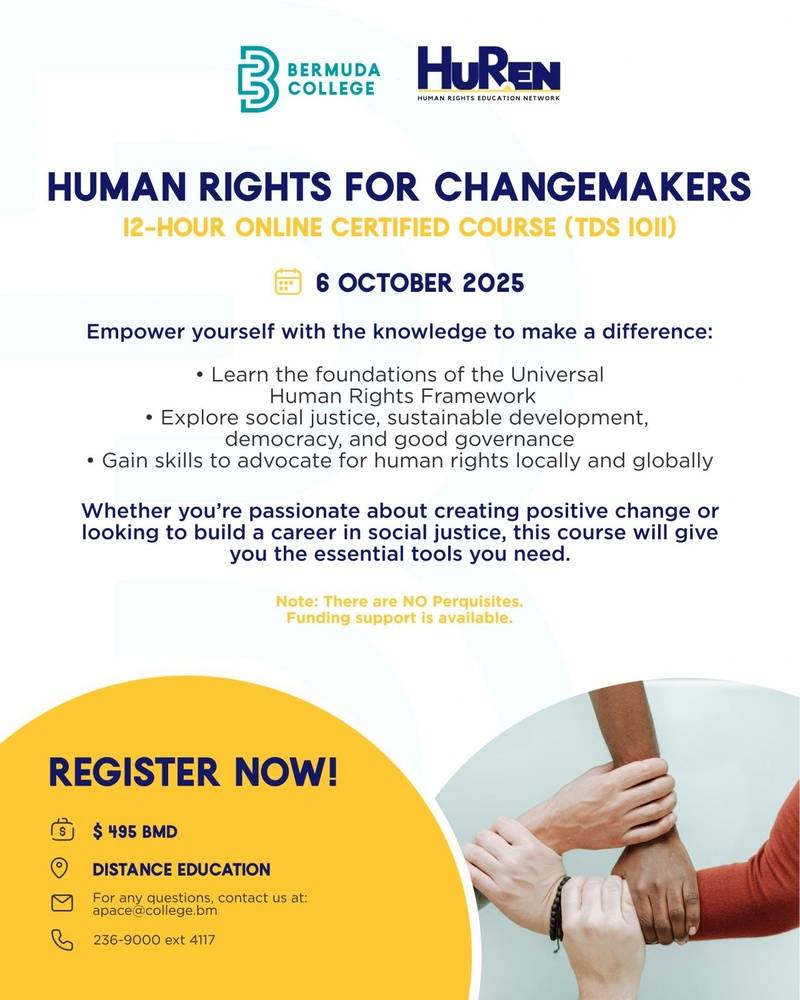 Bermuda College HuRen Human Rights Course Bermuda Aug 2025