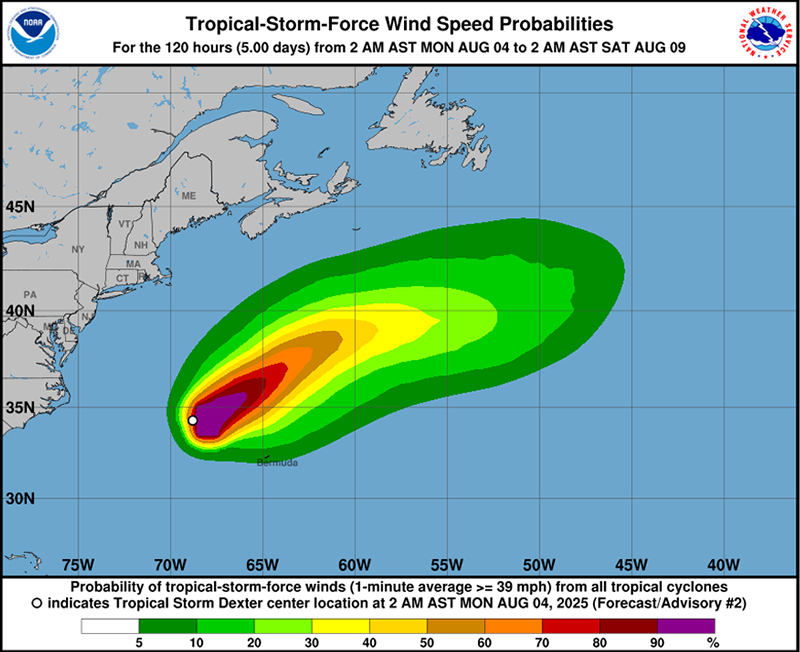 Tropical Storm Dexter Bermuda August 4 2025 NHCpng