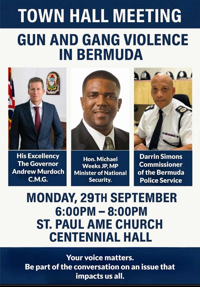Town Hall Meeting Gun & Gang Violence Bermuda Sept 2025