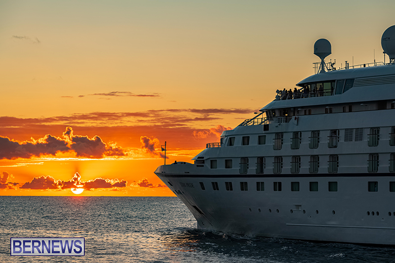6 A cruise ship sails into the sunset
