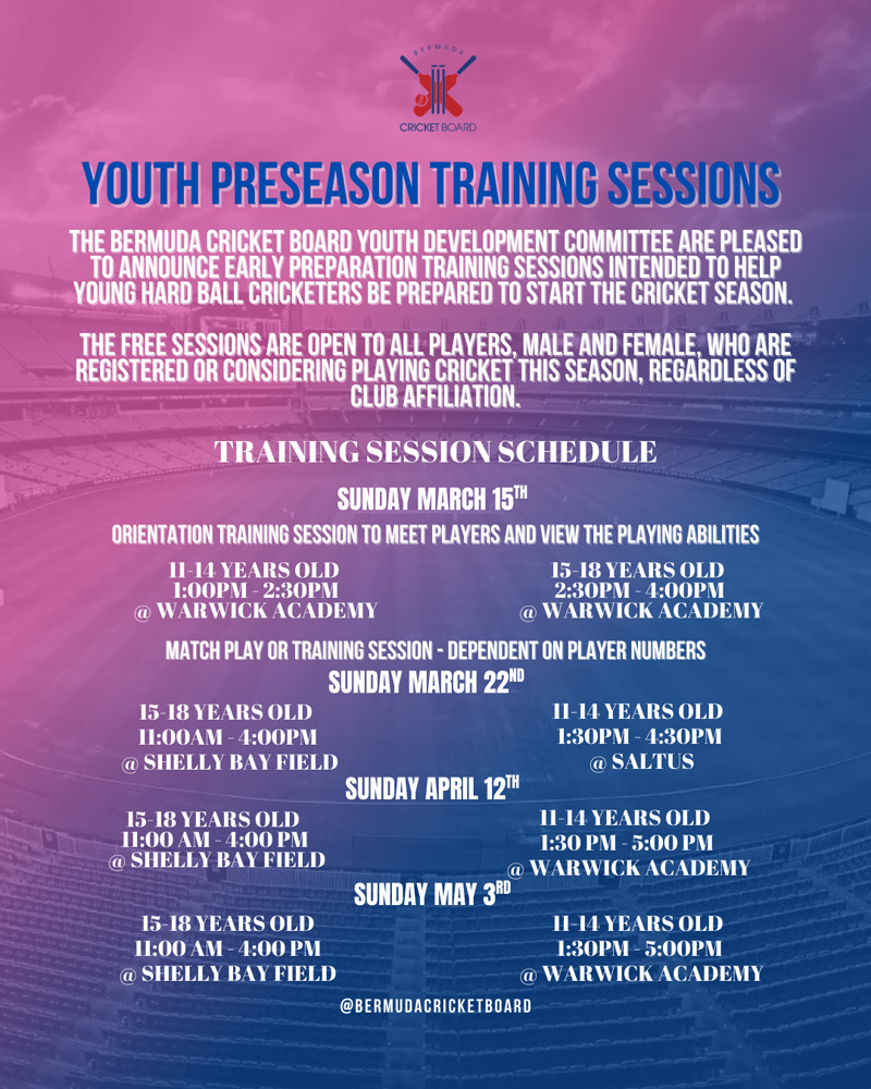 BCB Youth League Preseason Training Bermuda March 2026