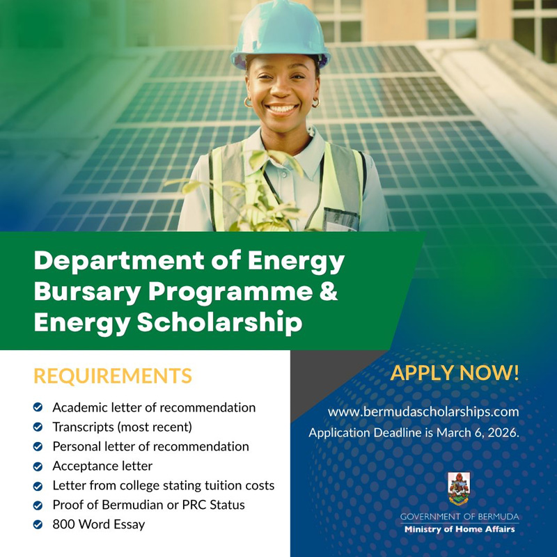 Department of Energy Bursary Programme & Energy Scholarship Bermuda March 2026