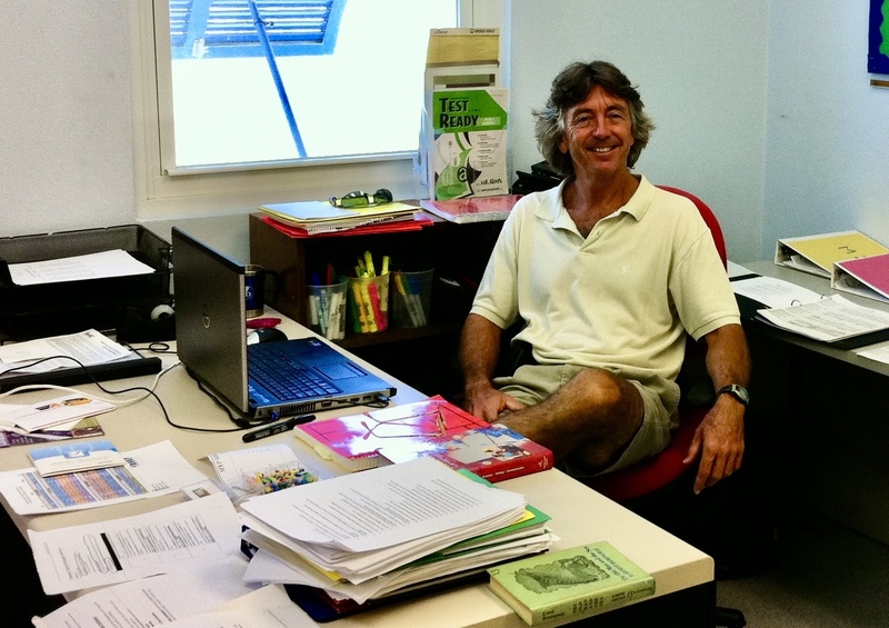 Reid Kempe at his desk at Somersfield Academy Bermuda March302026