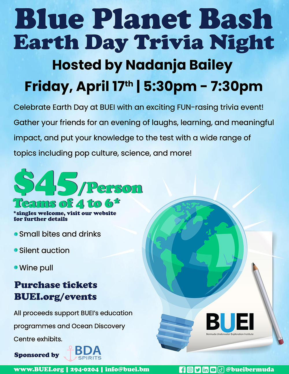 Blue Planet Earth Day Bermuda April 8 2026