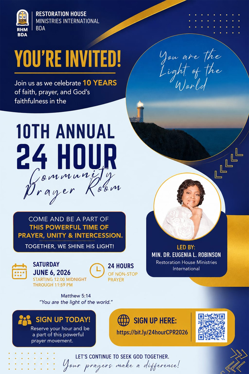 10th Annual 24-Hour Community Prayer Room Bermuda June 2026