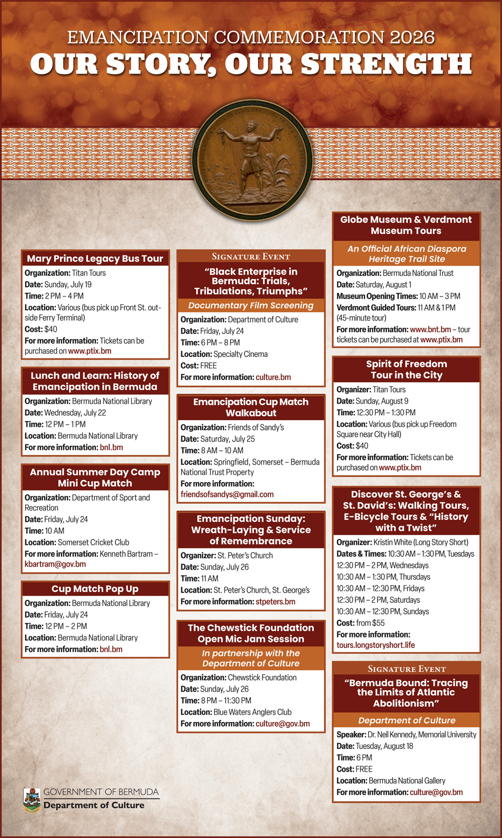 Emancipation Commemoration 2026 Schedule