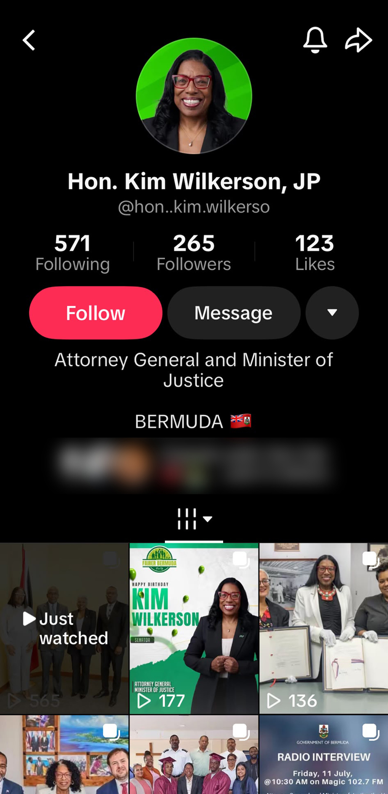 Unauthorised TikTok Account Impersonating Attorney-General Bermuda July 2026