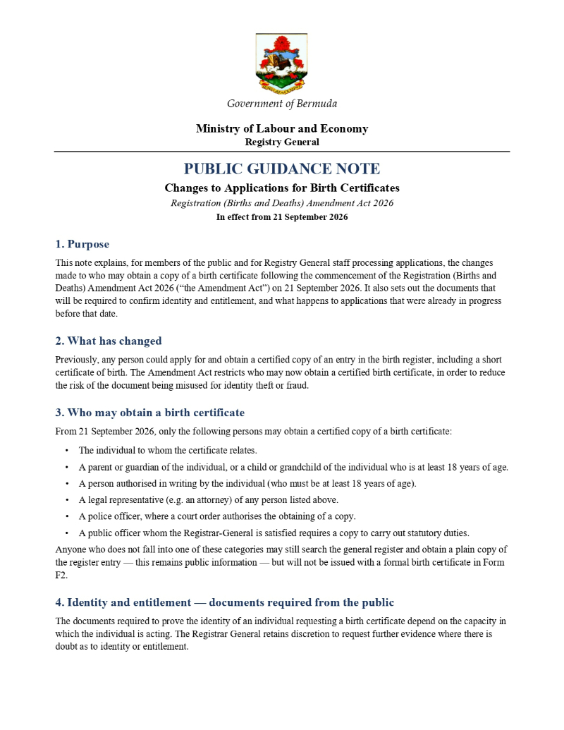 Public Guidance Note Birth Certificate Applications Bermuda Sept 2026 (1)