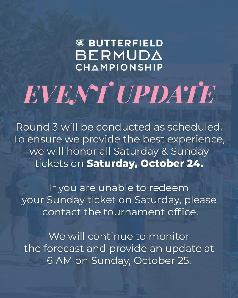 Bermuda Championship Round 3 To Proceed Bermuda Oct 2026