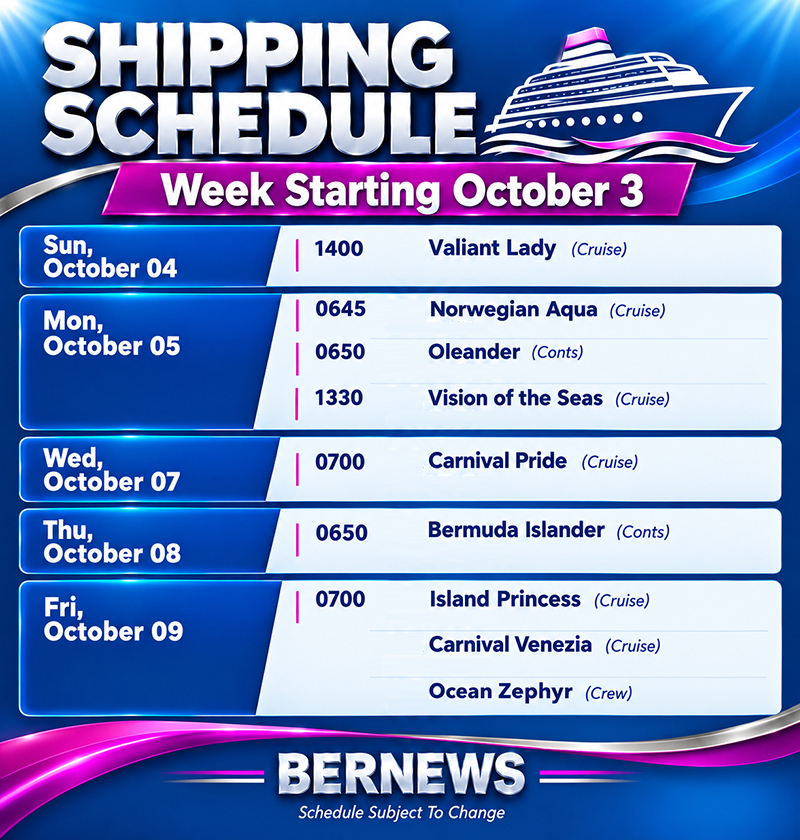 shipping Bermuda Oct 3 2026